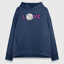 Толстовка оверсайз женская Love volley, цвет: тёмно-синий