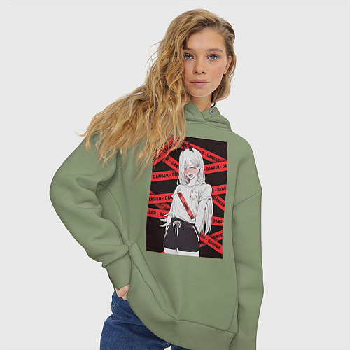 Женское худи оверсайз Человек-бензопила Пауэр стесняется / Авокадо – фото 3