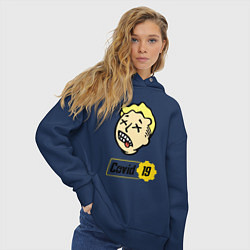 Толстовка оверсайз женская Vault boy - covid 19, цвет: тёмно-синий — фото 2