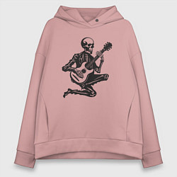 Толстовка оверсайз женская Скелетик музыкант, цвет: пыльно-розовый