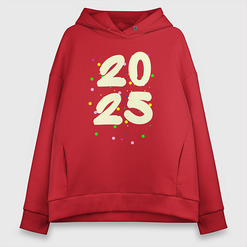 Женское худи оверсайз 2025 с разноцветными крапинками / Красный – фото 1