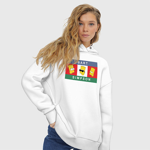 Женское худи оверсайз Bart Simpson дикая голова / Белый – фото 3