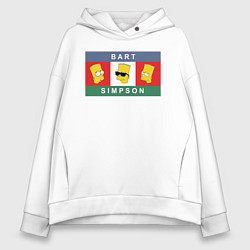 Толстовка оверсайз женская Bart Simpson дикая голова, цвет: белый