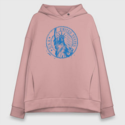 Толстовка оверсайз женская США - статуя свободы, цвет: пыльно-розовый