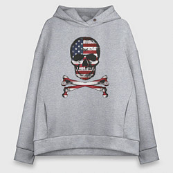 Толстовка оверсайз женская Skull USA, цвет: меланж