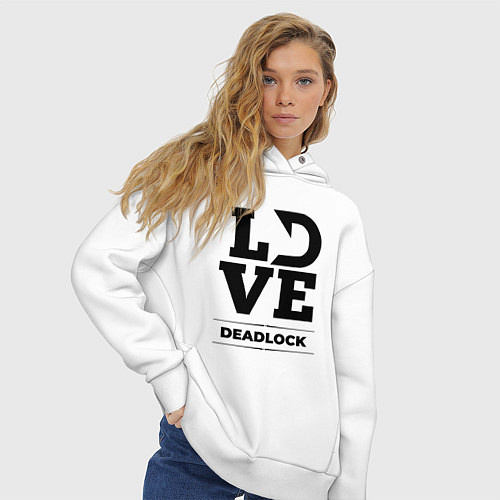 Женское худи оверсайз Deadlock love classic / Белый – фото 3