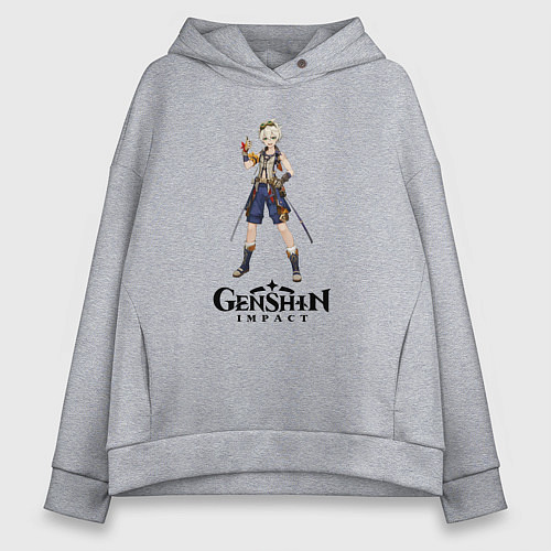 Женское худи оверсайз Bennett genshin impact love / Меланж – фото 1