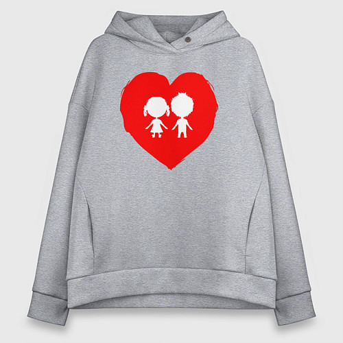 Женское худи оверсайз Алое сердце / Меланж – фото 1