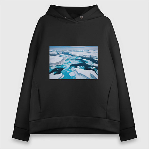 Женское худи оверсайз Арктический лед / Черный – фото 1