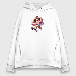 Толстовка оверсайз женская Roblox girls skeytboard, цвет: белый