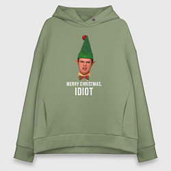 Толстовка оверсайз женская Merry Christmas idiot, цвет: авокадо
