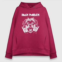 Толстовка оверсайз женская Iron Maiden rock dog, цвет: маджента