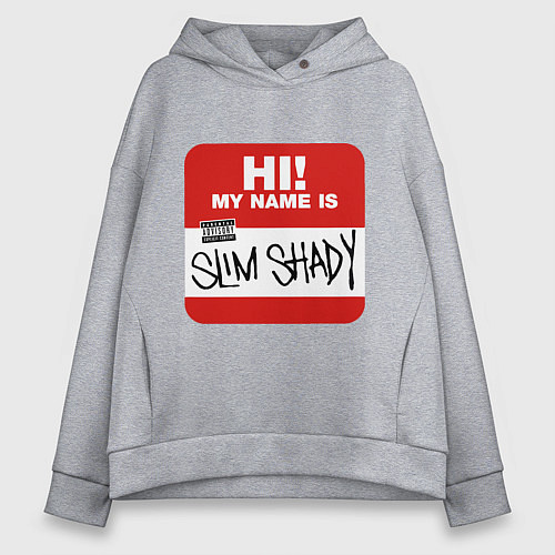 Женское худи оверсайз Eminem - slim shady sticker / Меланж – фото 1