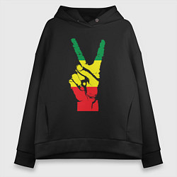 Толстовка оверсайз женская Jamaica peace, цвет: черный