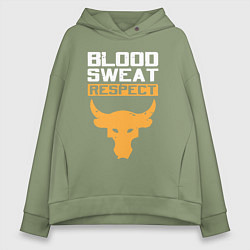Толстовка оверсайз женская Blood sweet respect logo, цвет: авокадо