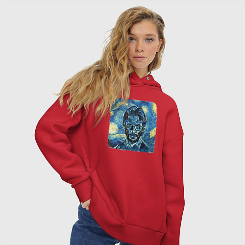 Женское худи оверсайз Профессор на картине Ван Гога / Красный – фото 3