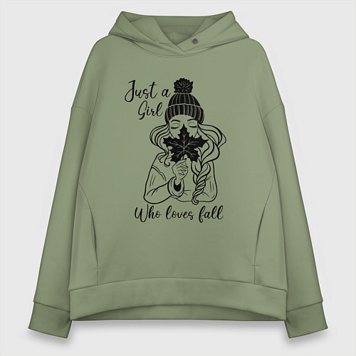 Женское худи оверсайз Just a girl, who loves fall / Авокадо – фото 1