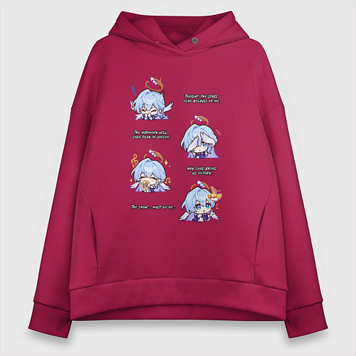 Женское худи оверсайз Зарянка фразы / Маджента – фото 1