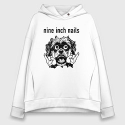 Толстовка оверсайз женская Nine Inch Nails - rock dog, цвет: белый