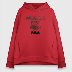 Толстовка оверсайз женская Worlds best мама, цвет: красный