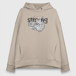 Толстовка оверсайз женская Носорог, цвет: миндальный