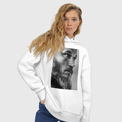 Толстовка оверсайз женская Рагнар: воин севера, цвет: белый — фото 2