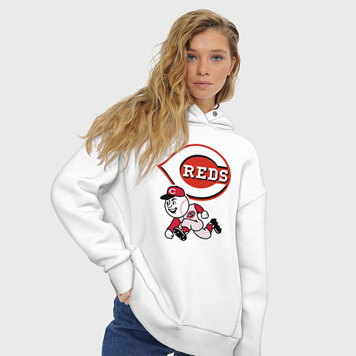 Женское худи оверсайз Cincinnati reds baseball team - talisman / Белый – фото 3