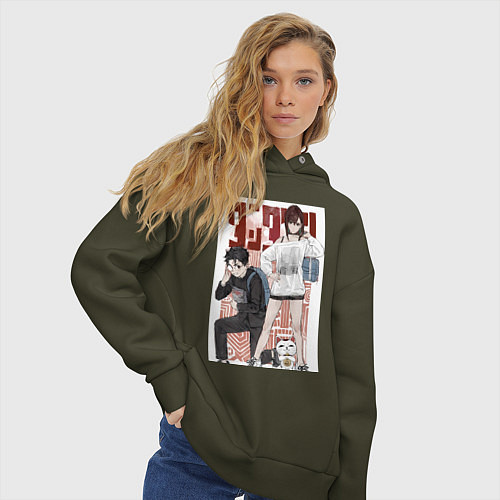 Женское худи оверсайз Такакура Момо Аясэ / Хаки – фото 3