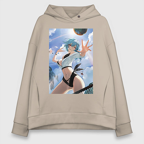 Женское худи оверсайз Геншин Эола Лоуренс волейбол / Миндальный – фото 1
