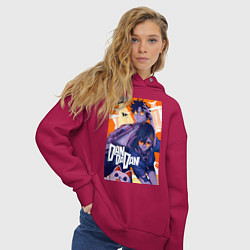 Толстовка оверсайз женская Аясэ Кэн Такакура, цвет: маджента — фото 2