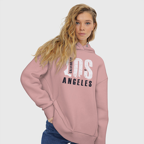 Женское худи оверсайз Лос-Анджелес - Калифорния / Пыльно-розовый – фото 3