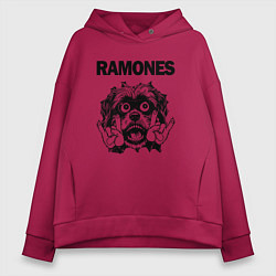 Толстовка оверсайз женская Ramones - rock dog, цвет: маджента