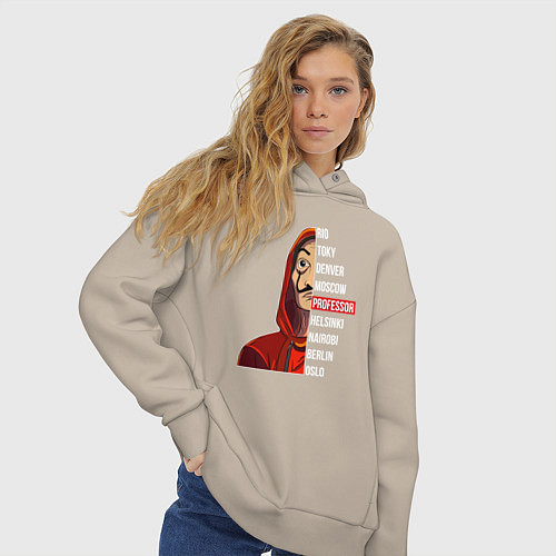 Женское худи оверсайз Money heist names / Миндальный – фото 3