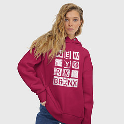 Толстовка оверсайз женская New York Bronx, цвет: маджента — фото 2