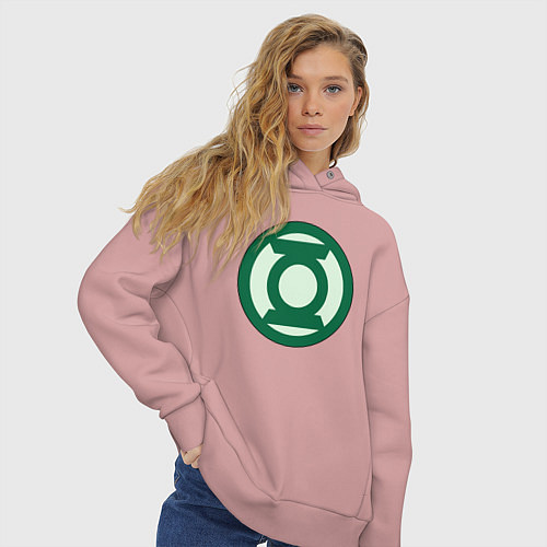 Женское худи оверсайз Green lantern logo / Пыльно-розовый – фото 3