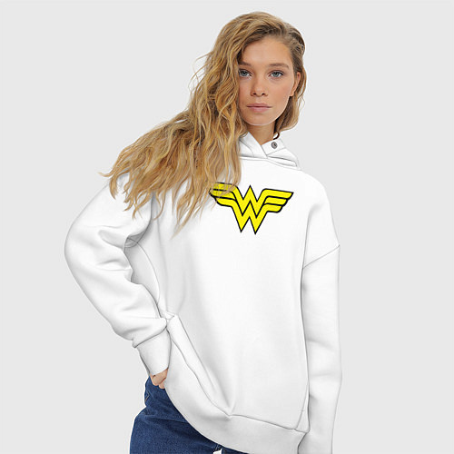 Женское худи оверсайз Wonder woman logo / Белый – фото 3