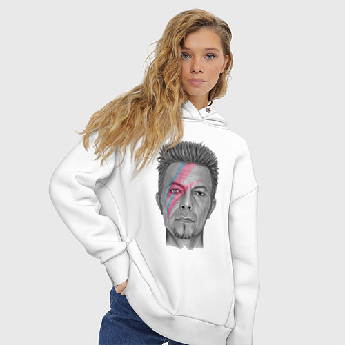 Женское худи оверсайз David Bowie rock singer / Белый – фото 3