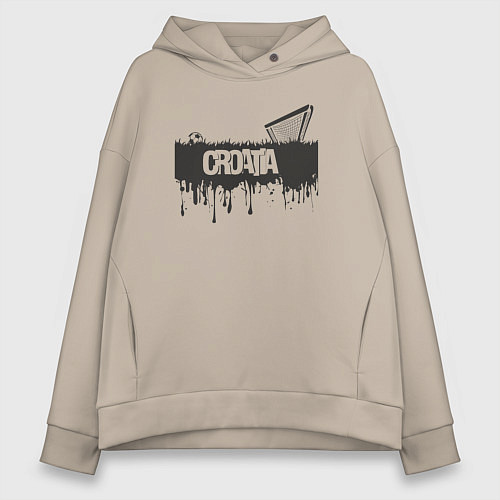 Женское худи оверсайз Футбол - Хорватия / Миндальный – фото 1