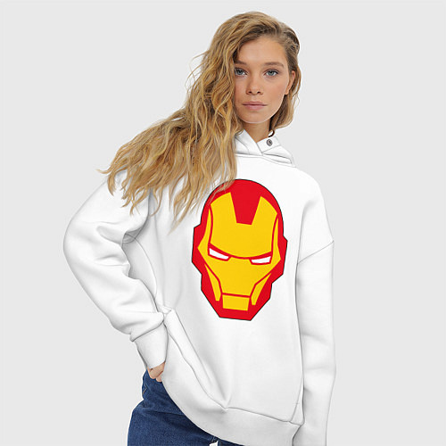 Женское худи оверсайз Iron man logo / Белый – фото 3