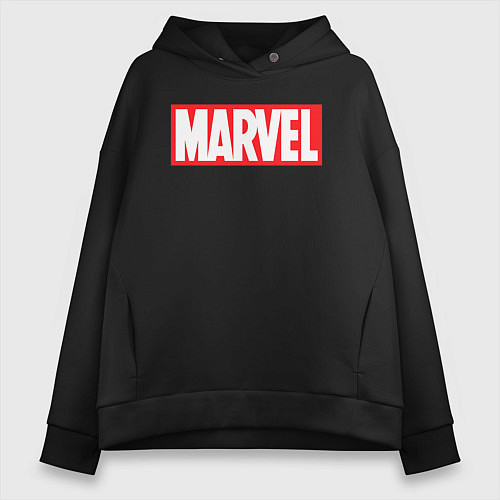 Женское худи оверсайз Marvel logo / Черный – фото 1