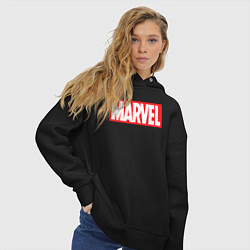 Толстовка оверсайз женская Marvel logo, цвет: черный — фото 2