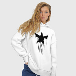 Толстовка оверсайз женская Black blot star - minimalism, цвет: белый — фото 2