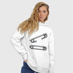 Толстовка оверсайз женская Булавки, цвет: белый — фото 2
