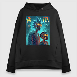 Толстовка оверсайз женская Rick and Morty - cyberpunk fantasy, цвет: черный