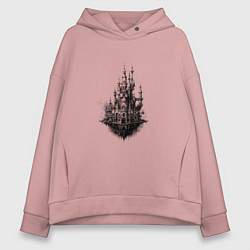 Толстовка оверсайз женская Небесный замок, цвет: пыльно-розовый