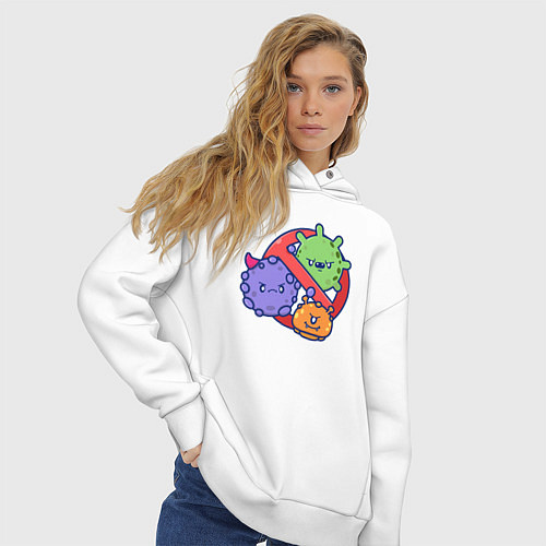 Женское худи оверсайз Нет вирусам / Белый – фото 3