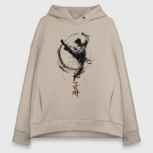 Женское худи оверсайз Неизвестный боец / Миндальный – фото 1