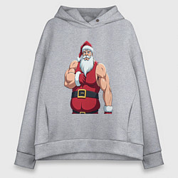 Толстовка оверсайз женская Качок дед мороз, цвет: меланж