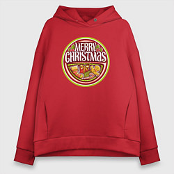 Толстовка оверсайз женская Merry christmas holiday, цвет: красный