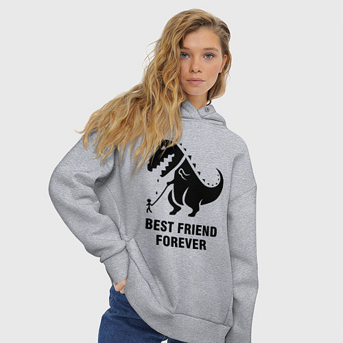 Женское худи оверсайз Godzilla best friend / Меланж – фото 3